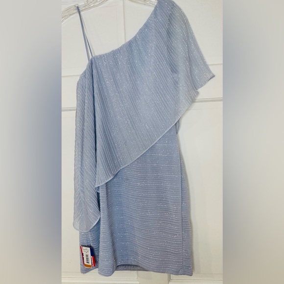 Morgan & Co. Silver Sequence Dress one shoulder Size 3/4 - Picture 1 of 5
